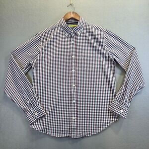 Prince & Fox Men's Red & Blue Check Long Sleeve‎ Button Up Shirt Size Small